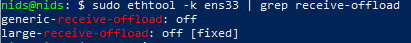 NIDS Offload status off
