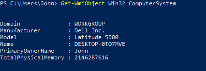 PowerShell Win32_ComputerSystem with loader configuration