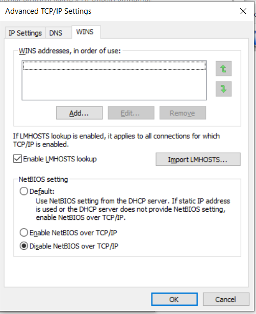 Windows Advanced Adapter Settings VMnet1